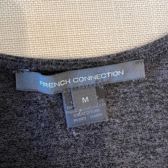 French Connection Shirt off shoulder sleeves Med Gray Preowned Good Condition - Picture 2 of 4